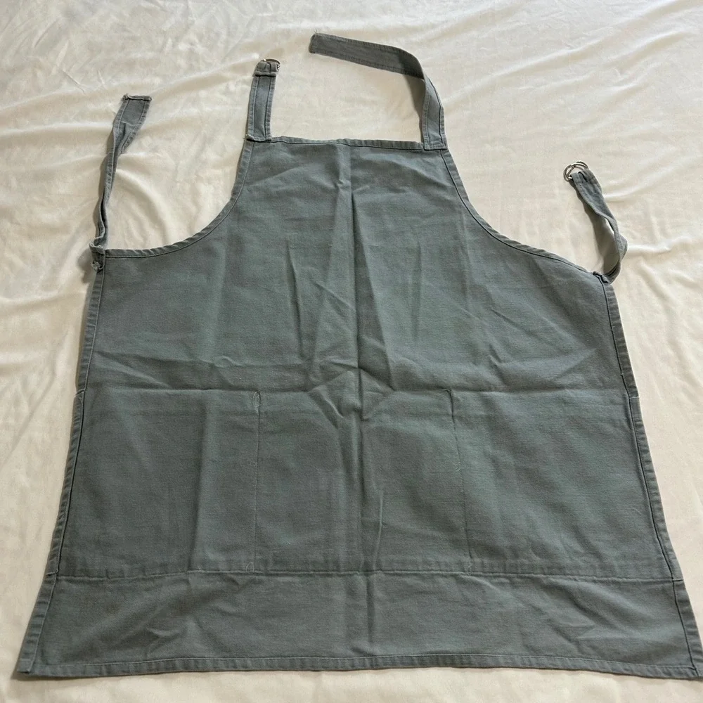 Calvin Klein Gray Cotton Canvas‎ Bib Apron with Pockets and D-Ring Straps